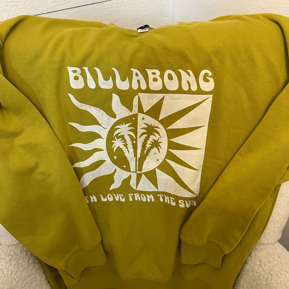Billabong Olive Green Graphic Sweatshirt with White Print